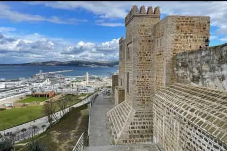 The breathtaking vista from the castle, revealing the ocean's expanse and the charming landscape between things to see in tangier.