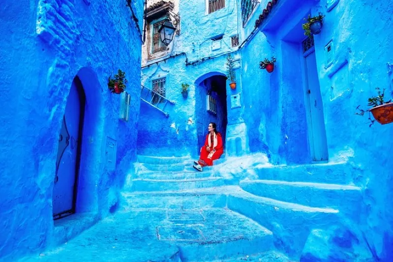 Captivating scene of Chefchaouen, Morocco, renowned for its blue hues and charm, recognized as the best city in morocco to visit.