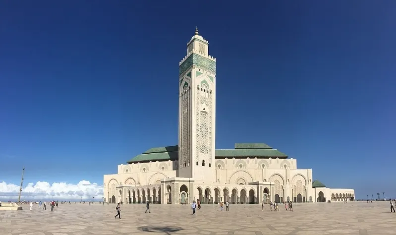 The grand mosque of Casablanca, a stunning architectural marvel, stands as a symbol of Morocco's rich cultural heritage. 