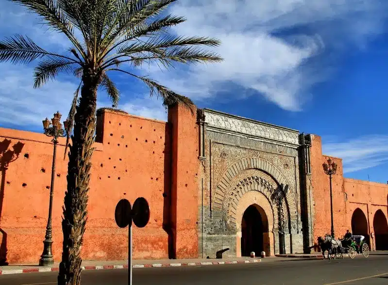 The entrance to Marrakech, showcasing vibrant architecture and welcoming atmosphere for jet2 holidays to marrakech .