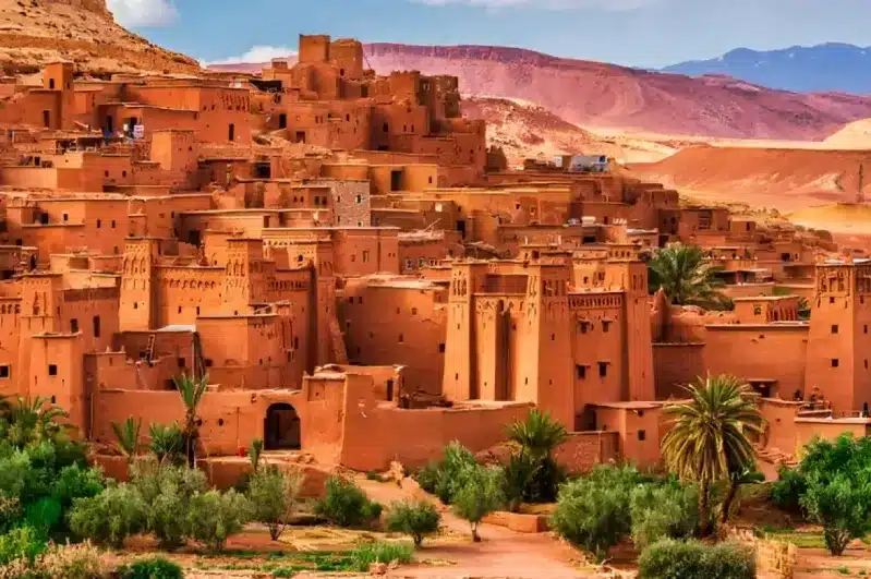 A panoramic view of the Sahara city in Morocco, showcasing its unique architecture and vibrant culture, ideal for Marrakech tours.