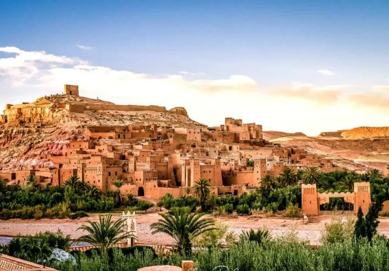 A panoramic view of the city of Atlas in Morocco, showcasing its vibrant culture and unique architectural style.