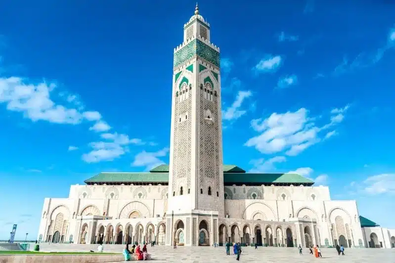 The Hassan II Mosque in Casablanca, Morocco, a stunning architectural landmark and a must-visit site in Morocco.