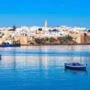 View of Tunisia's city skyline from the water, showcasing its architecture and vibrant atmosphere.