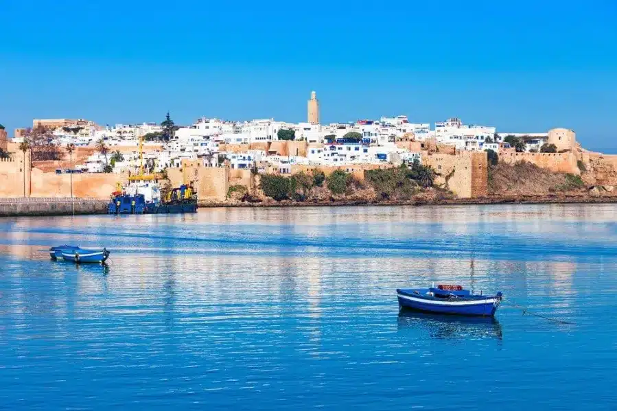 View of Tunisia's city skyline from the water, showcasing its architecture and vibrant atmosphere.