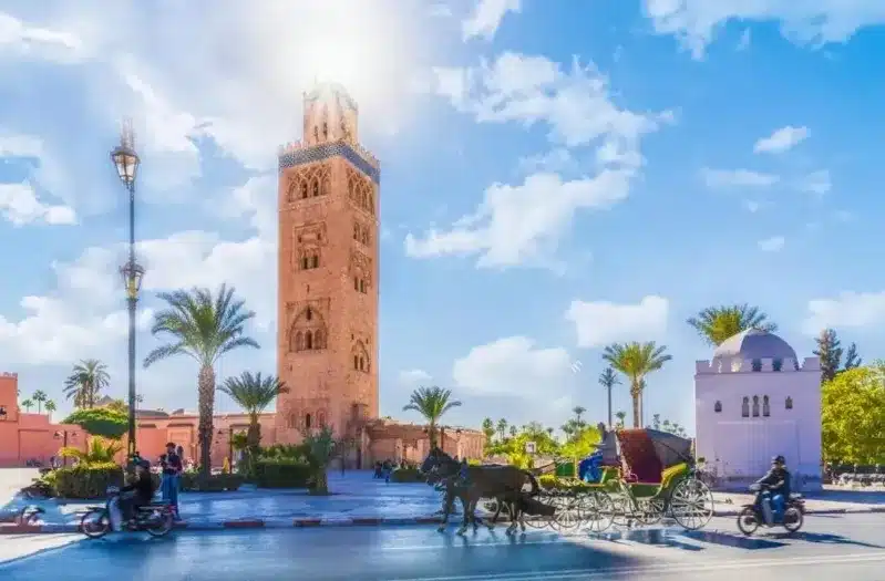 Scenic view of Marrakech, Morocco, highlighting vibrant culture during an 8-day Morocco tour.
