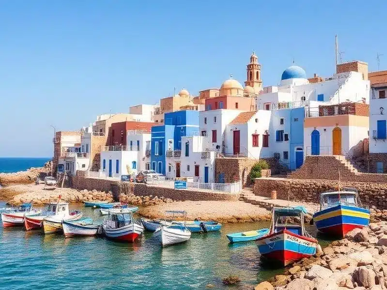 Scenic view of Sousse, Tunisia, showcasing its historic architecture and vibrant atmosphere, promoted by a Morocco tour company.