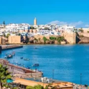 A panoramic view of Marrakech, Morocco, showcasing its vibrant architecture and bustling streets.