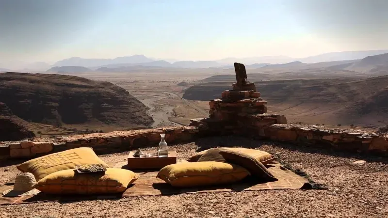 Spectacular 300-meter vertical limestone cliffs of Todra Gorges en route to Merzouga